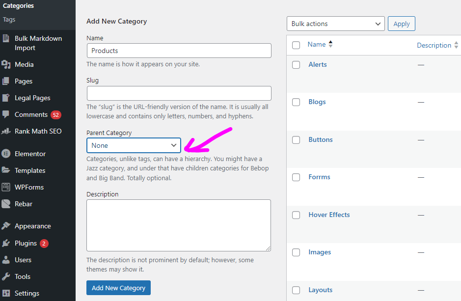 How to Add Categories and subcategories in WordPress